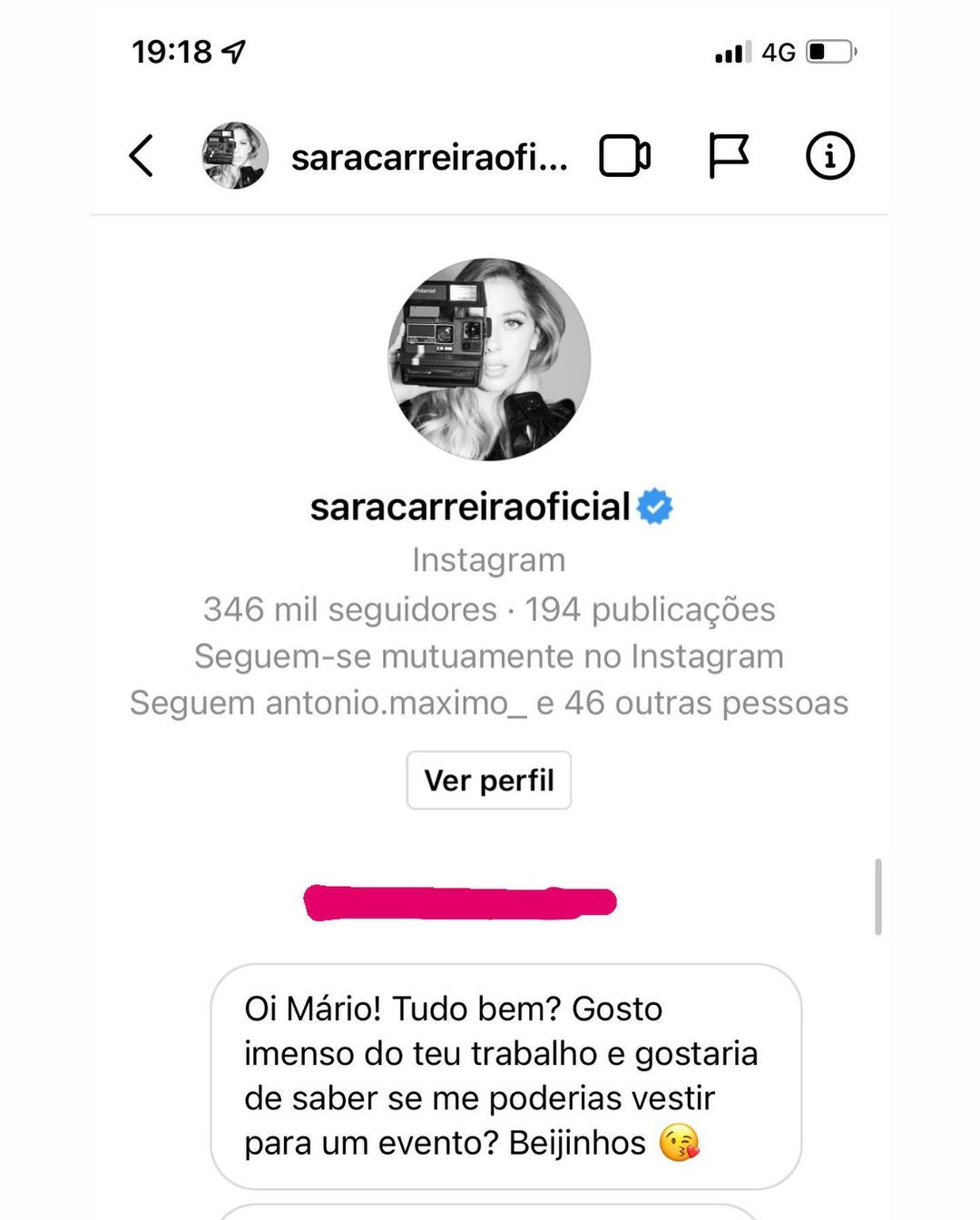 Mário de Carvalho partilha mensagem que Sara Carreira enviara