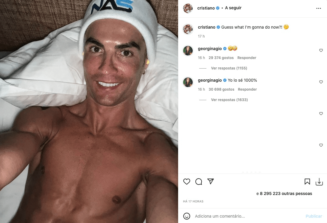 Georgina deixou comentário "maroto" em fotografia ousada de Cristiano Ronaldo