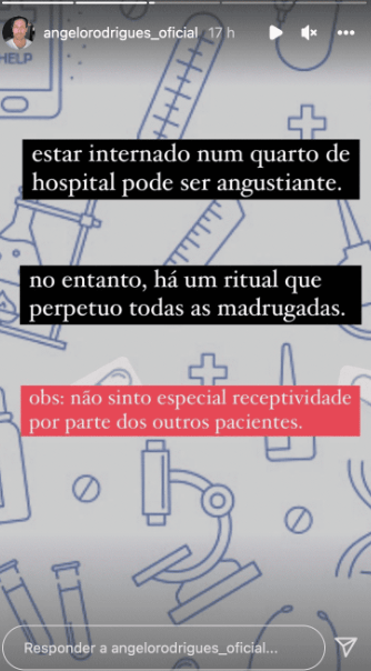 Novamente internado, Ângelo Rodrigues deixa desabafo: “Estar num quarto de hospital pode ser angustiante…”