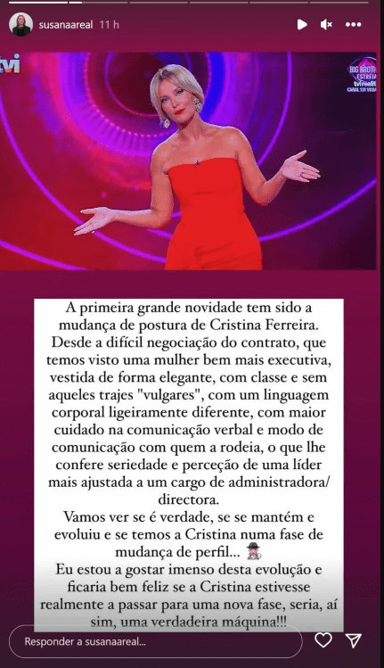 Susana Areal “analisa” (de alto a baixo) a “nova” Cristina Ferreira
