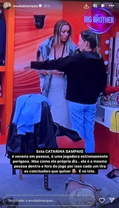 Big Brother: Catarina Sampaio ‘rasgada’ por ex-concorrente: “É veneno em pessoa…”